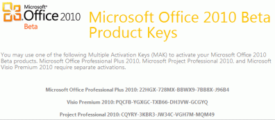 Microsoft Office 2010 Professional Key Code