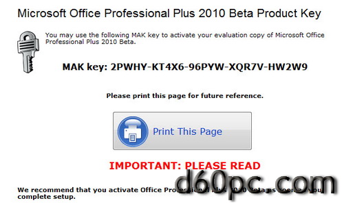 Microsoft Office 2010 Professional Key Product