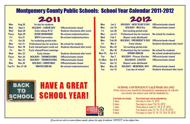Montgomery County Public Schools Calendar Md