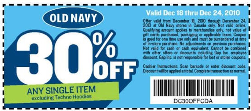 Old Navy Coupons Canada December 2012