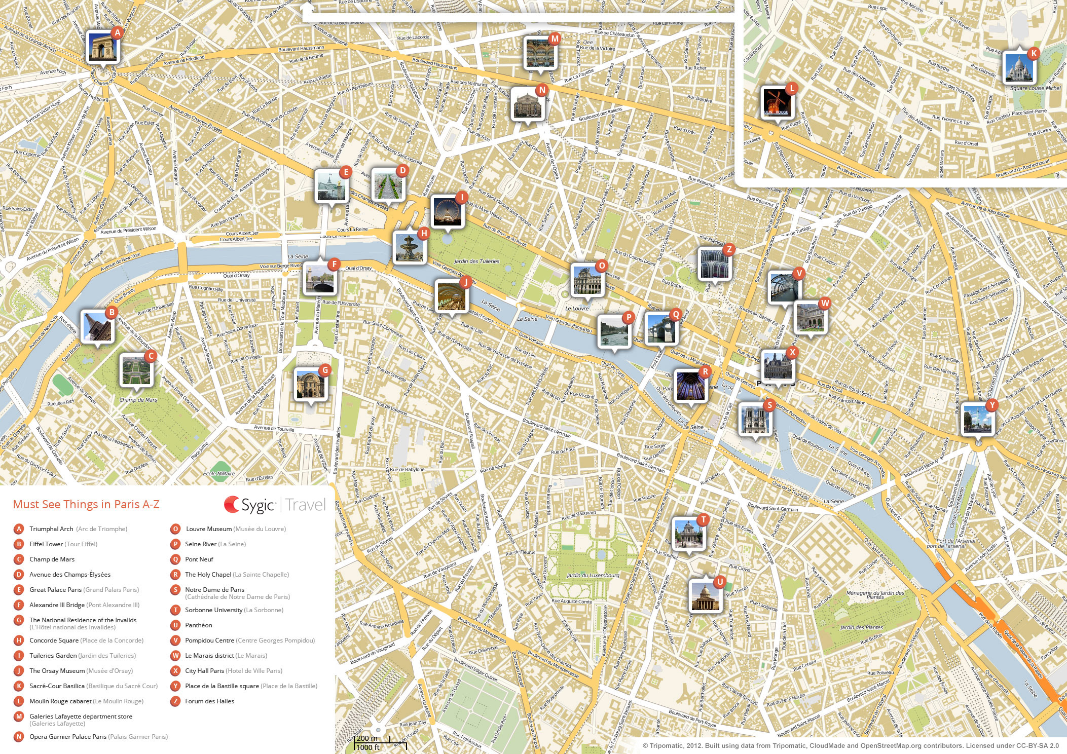 Paris City Map With Attractions