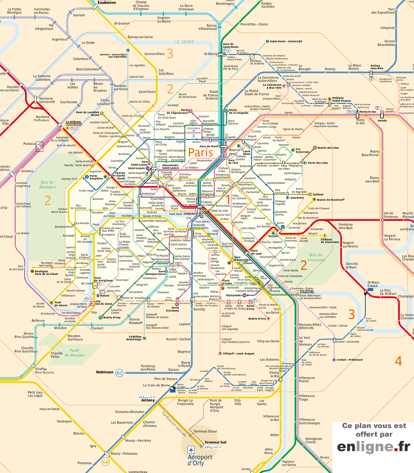 Paris Metro Map Zones 1 6