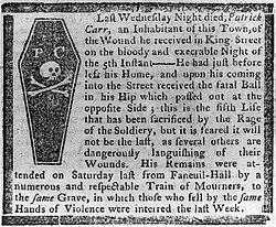 Paul Revere Boston Massacre Engraving Text