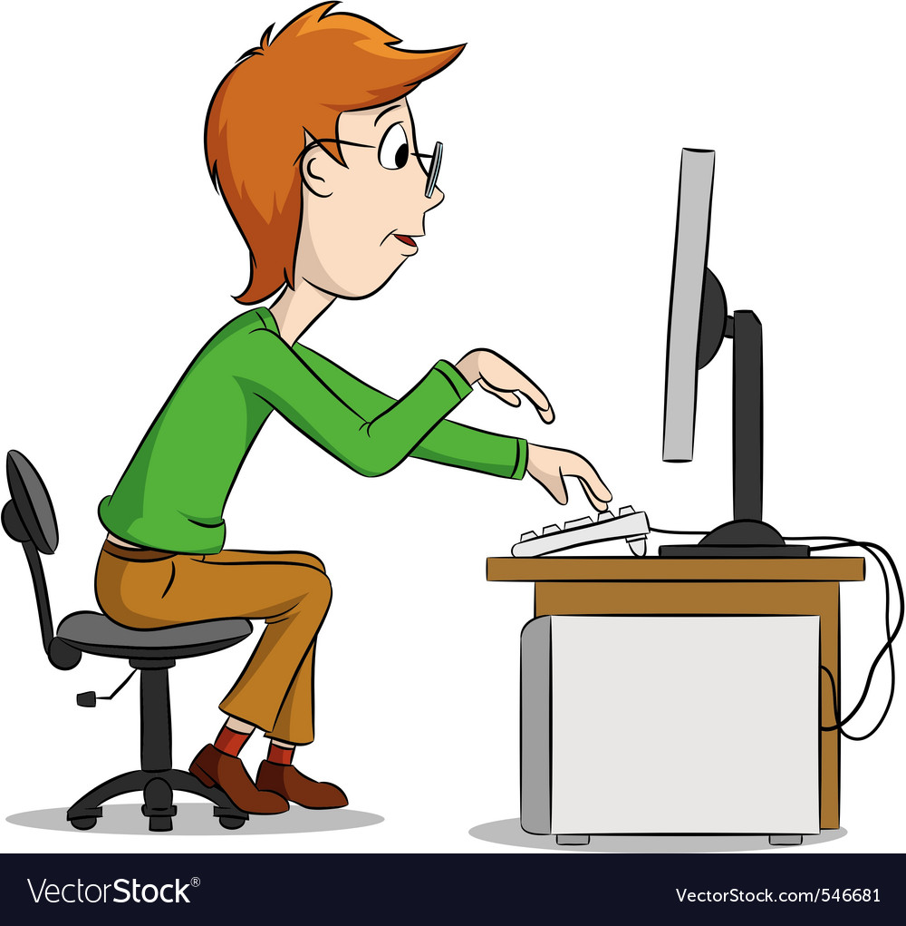 People On Computers Cartoon