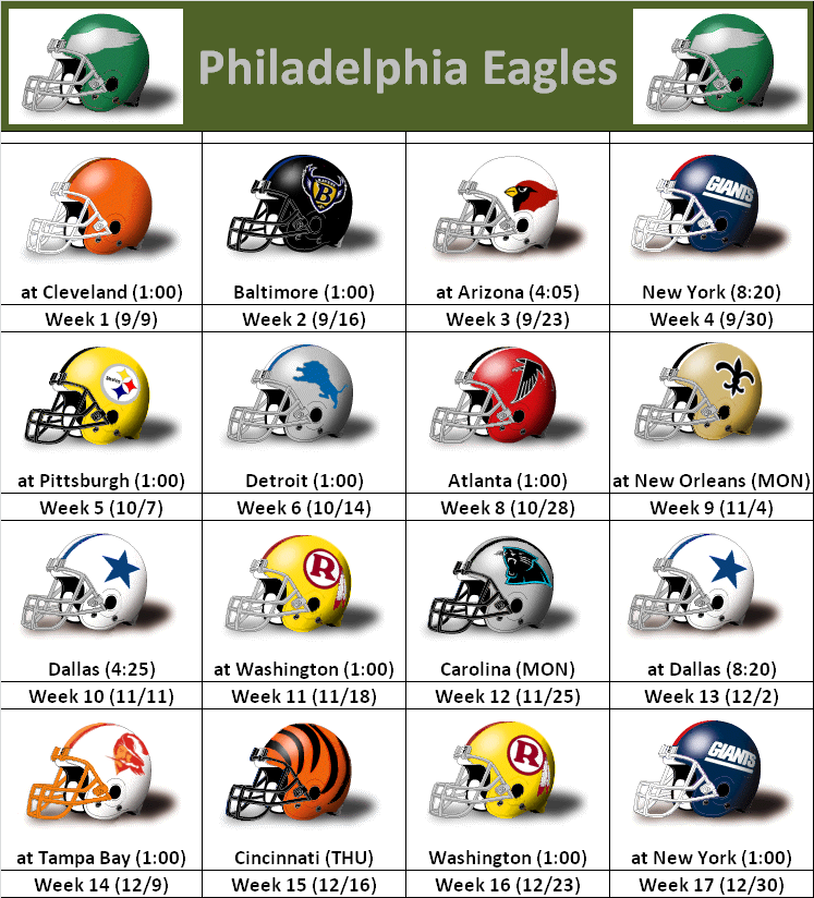 Philadelphia Eagles Schedule 2011 Printable