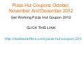 Pizza Hut Coupons Codes October 2012