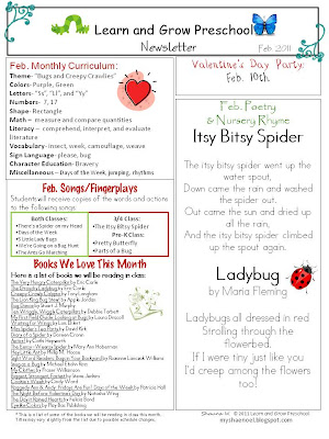 Preschool Newsletter Samples For September