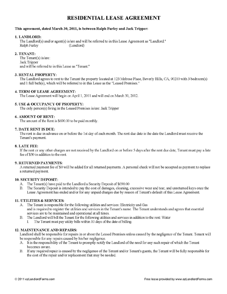 Rental Lease Agreement Template