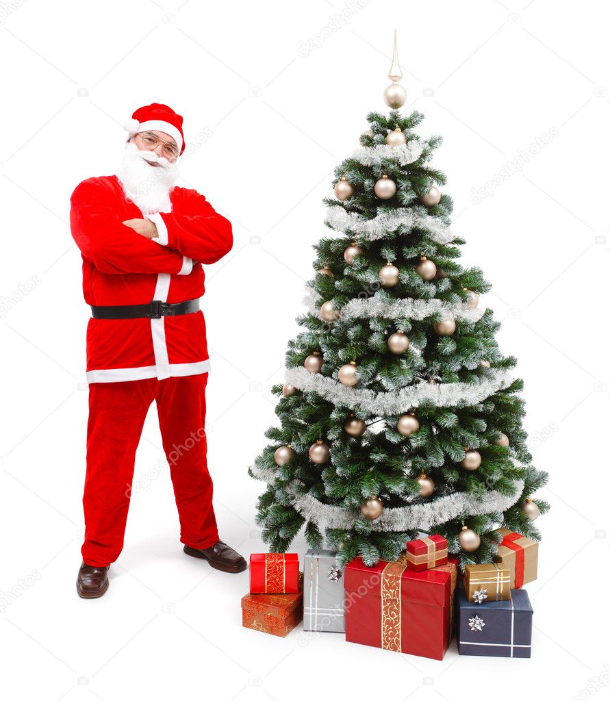 Santa Claus Images With Christmas Tree