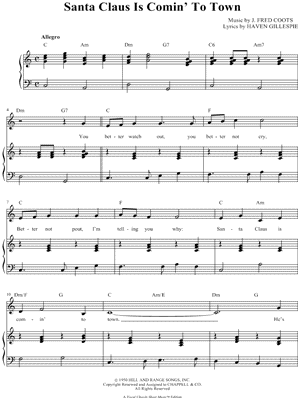 Santa Claus Is Coming To Town Sheet Music Free