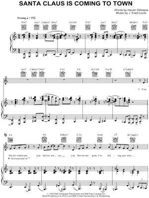 Santa Claus Is Coming To Town Sheet Music Free Download