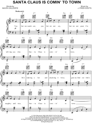 Santa Claus Is Coming To Town Sheet Music Free Piano