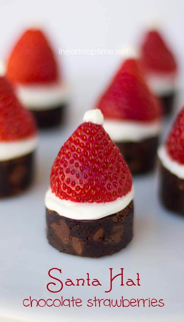 Santa Hat Cupcakes With Strawberries