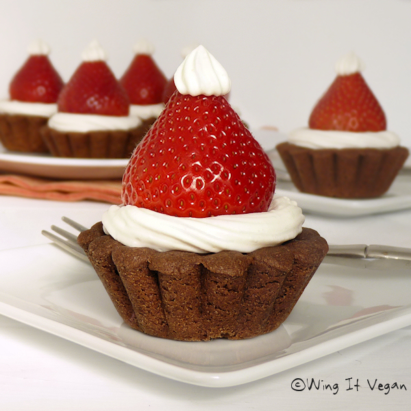 Santa Hat Cupcakes With Strawberries