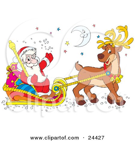 Santa Sleigh And Reindeer Clip Art