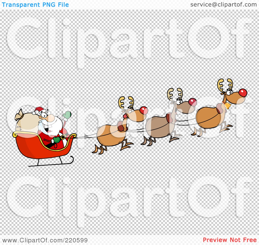 Santa Sleigh Flying Clipart