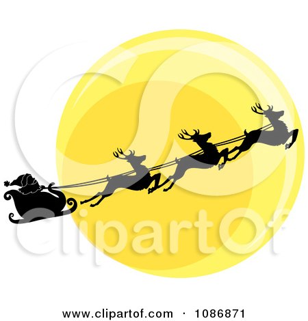 Santa Sleigh Flying Clipart