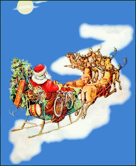 Santa Sleigh Flying Gif