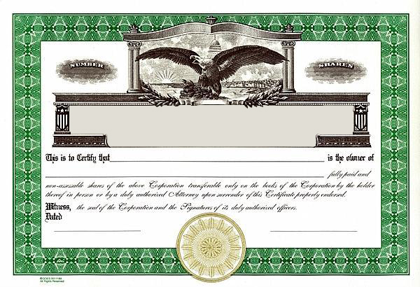 Shares Certificate Template