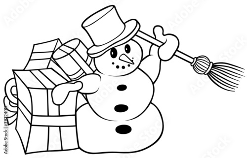 Snowman Cartoon Black And White