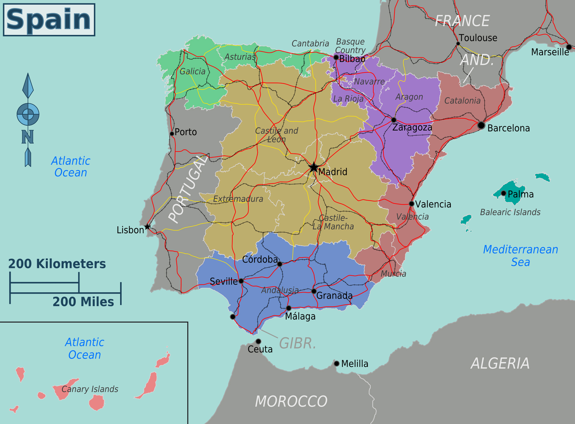 Spain Map Cities