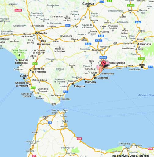 Spain Map Malaga