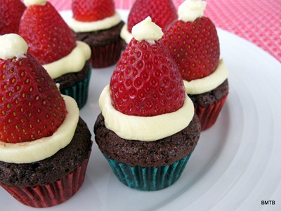 Strawberry Santa Hat Cupcakes Recipe