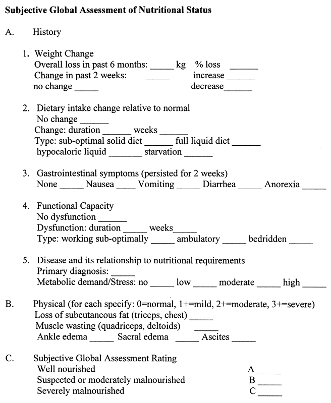 Subjective Global Assessment Definition