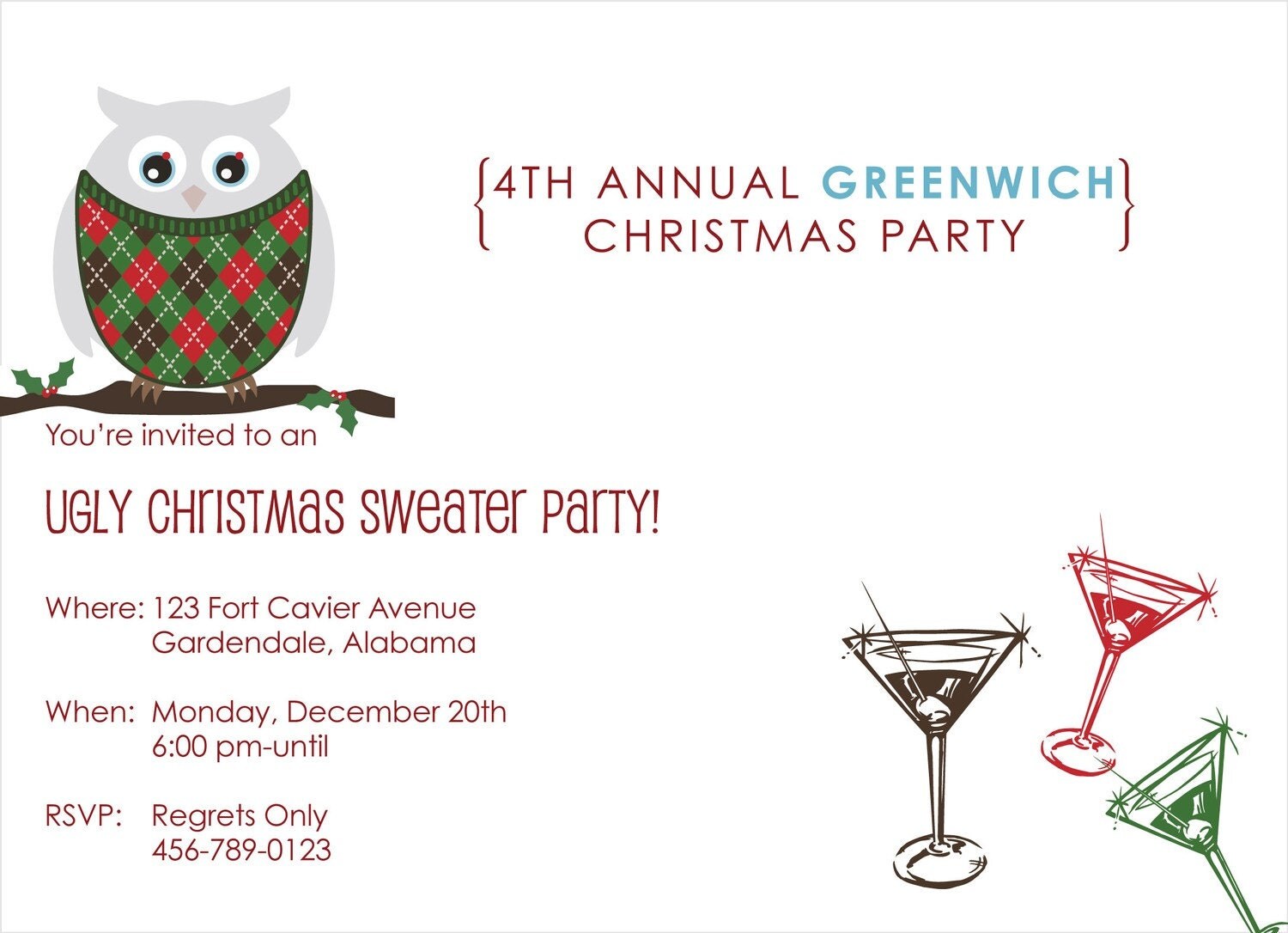 Ugly Sweater Christmas Party Invitations Wording