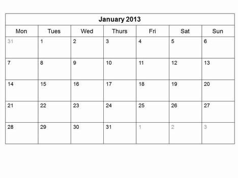 Weekly Calendar Template 2013