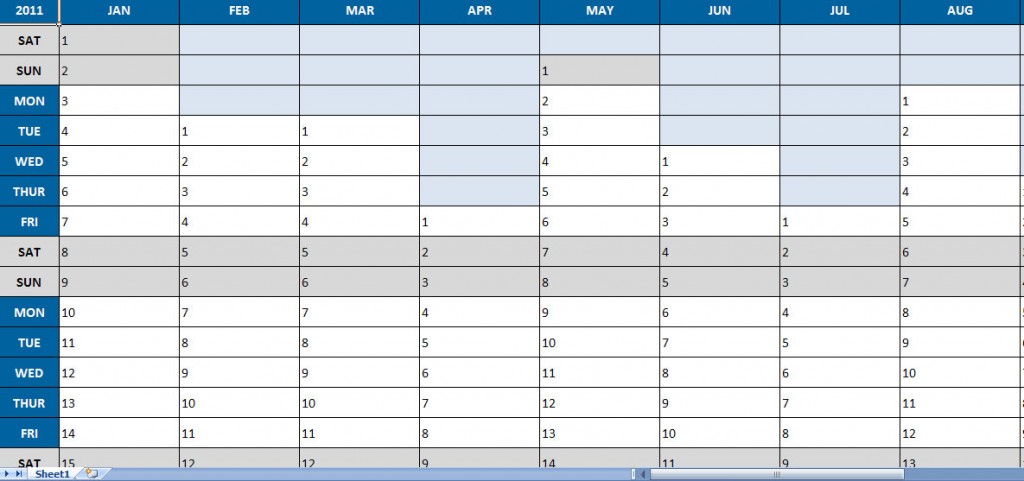 Weekly Calendar Template Excel 2012
