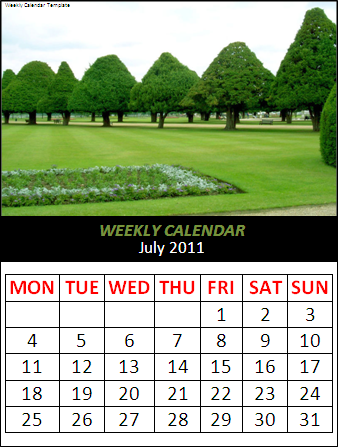 Weekly Calendar Template Word