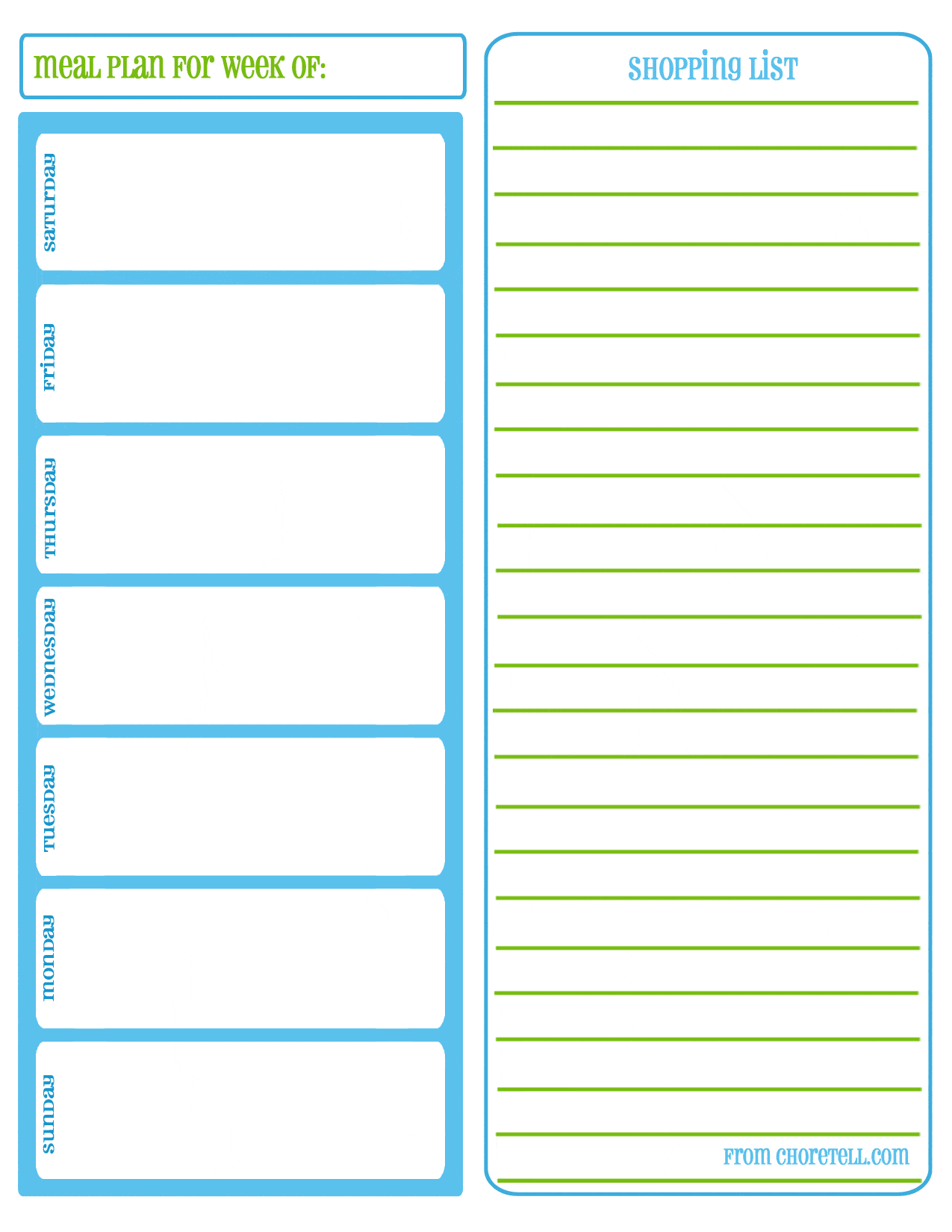 Weekly Meal Planner Printable