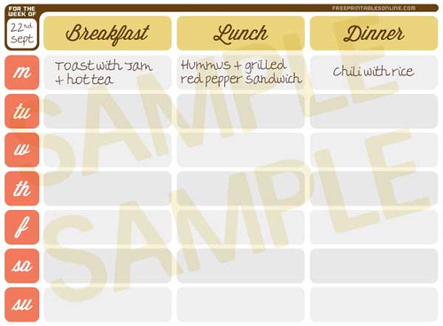 Weekly Meal Planner Printable