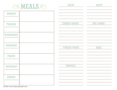 Weekly Meal Planner Printable