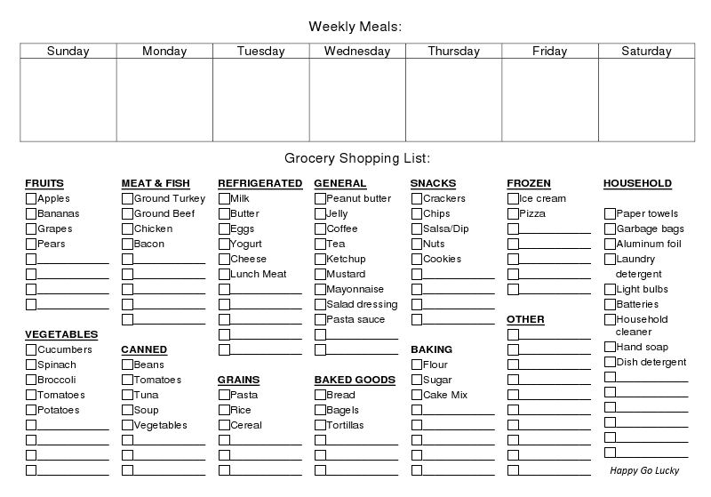 Weekly Meal Planner Printable