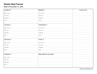 Weekly Meal Planner Printable