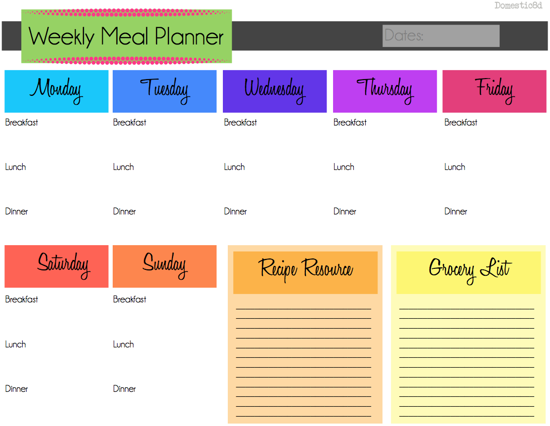 Weekly Meal Planner Printable