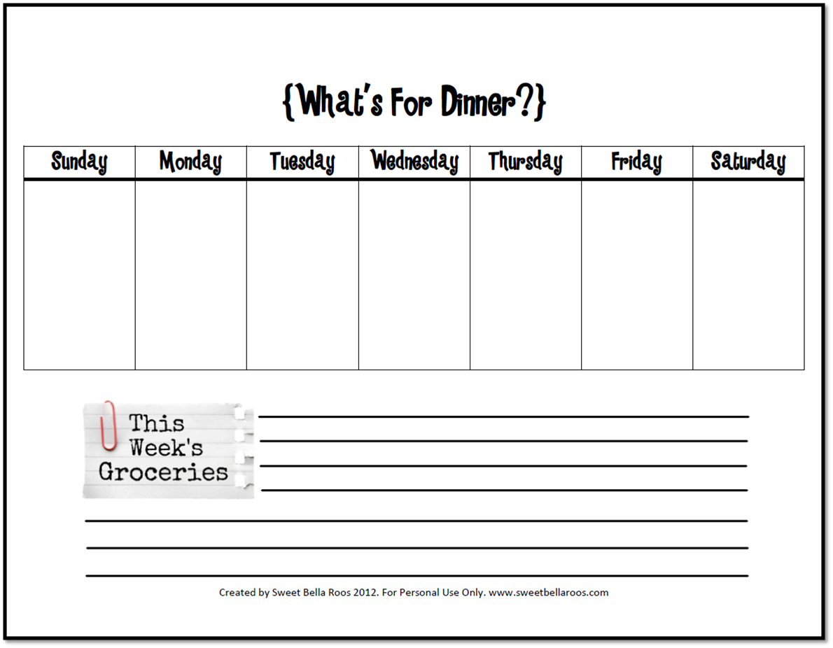 Weekly Meal Planner Template With Grocery List