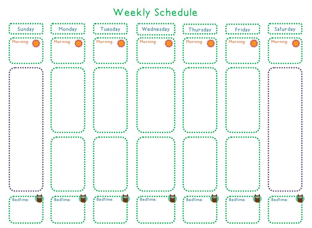 Weekly Planner Template Kids