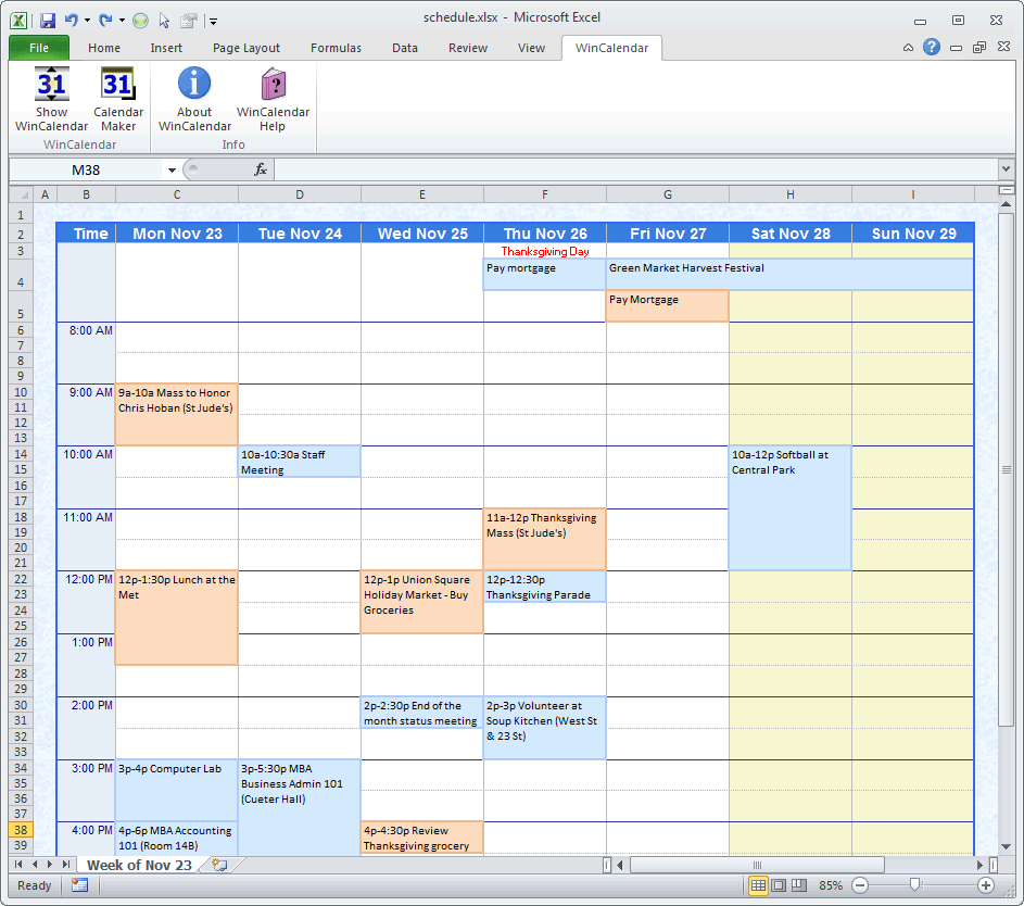 Weekly Schedule Maker Mac