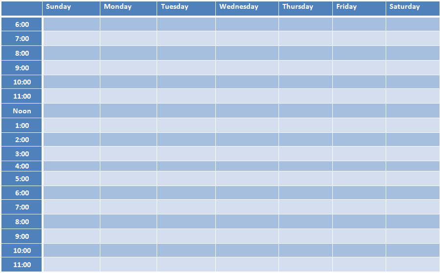 Weekly Schedule Printable Template
