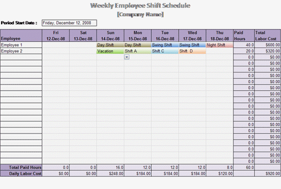 Weekly Schedule Template Pdf